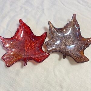 Maple Leaf Glass Dishes in Brown and Red